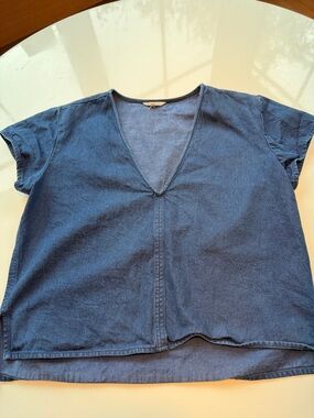 Ali Golden Indigo Denim V-Neck Top